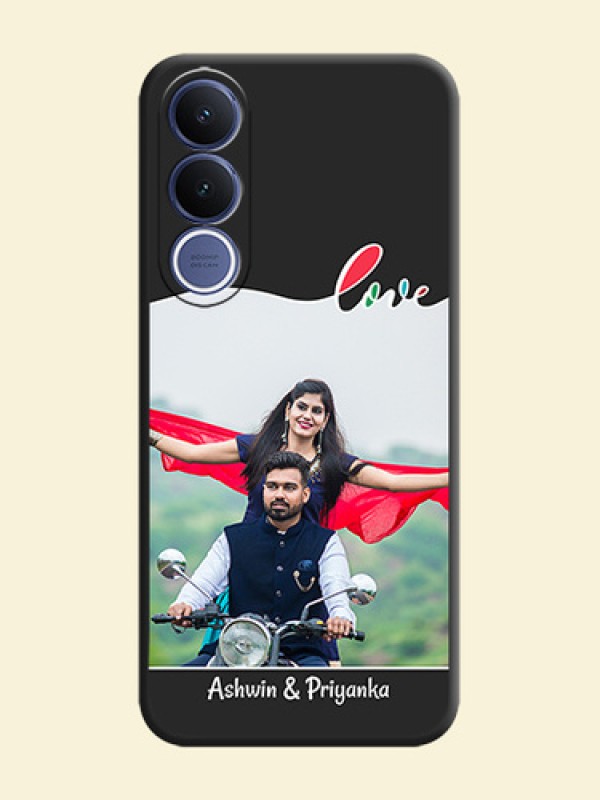 Fall in Love Pattern with Picture on Photo On Space Black Custom Soft Matte Mobile Back Cover - Vivo V70 Fe 5G
