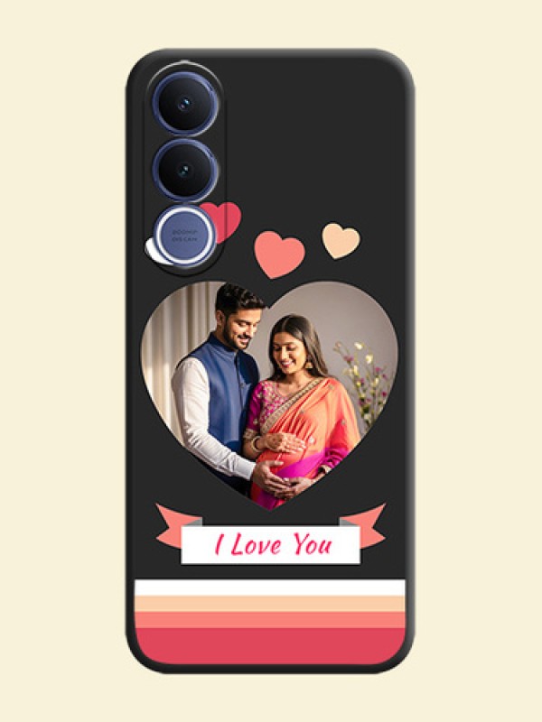 Love Shaped Photo with Colorful Stripes On Space Black Custom Soft Matte Mobile Back Cover - Vivo V70 Fe 5G