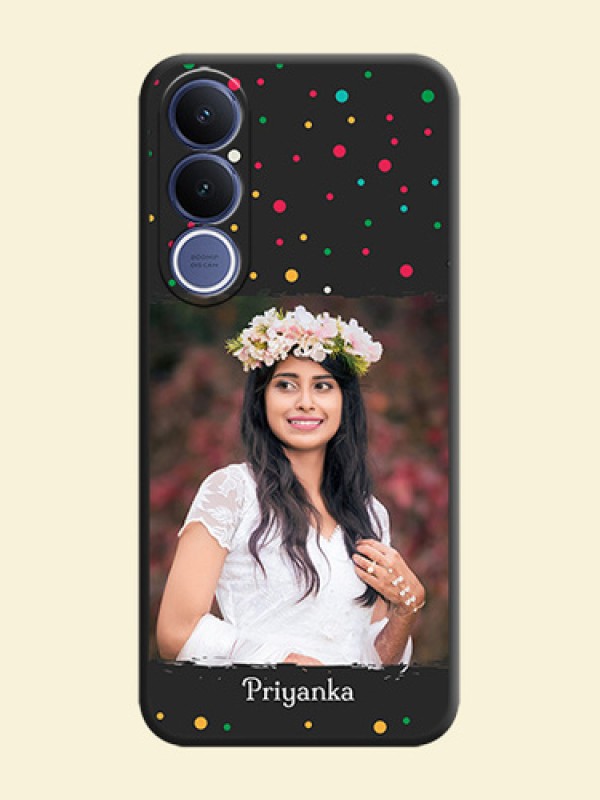 Multicolor Dotted Pattern with Text On Space Black Custom Soft Matte Mobile Back Cover - Vivo V70 Fe 5G