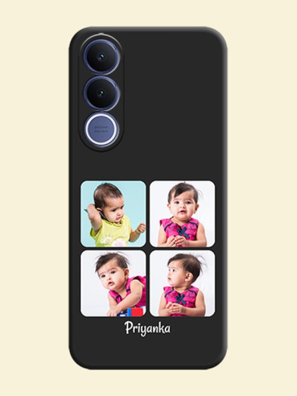 Floral Art with 6 Image Holder on Photo On Space Black Custom Soft Matte Mobile Back Cover - Vivo V70 Fe 5G