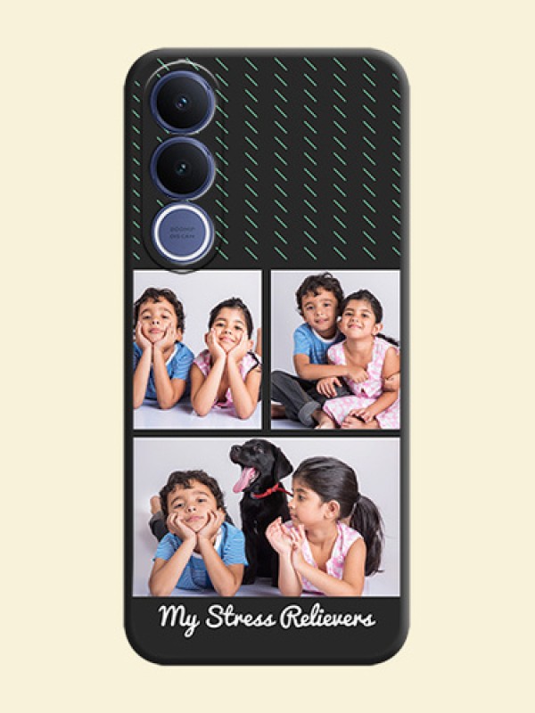 Cross Dotted Pattern with 2 Image Holder On Space Black Custom Soft Matte Mobile Back Cover - Vivo V70 Fe 5G