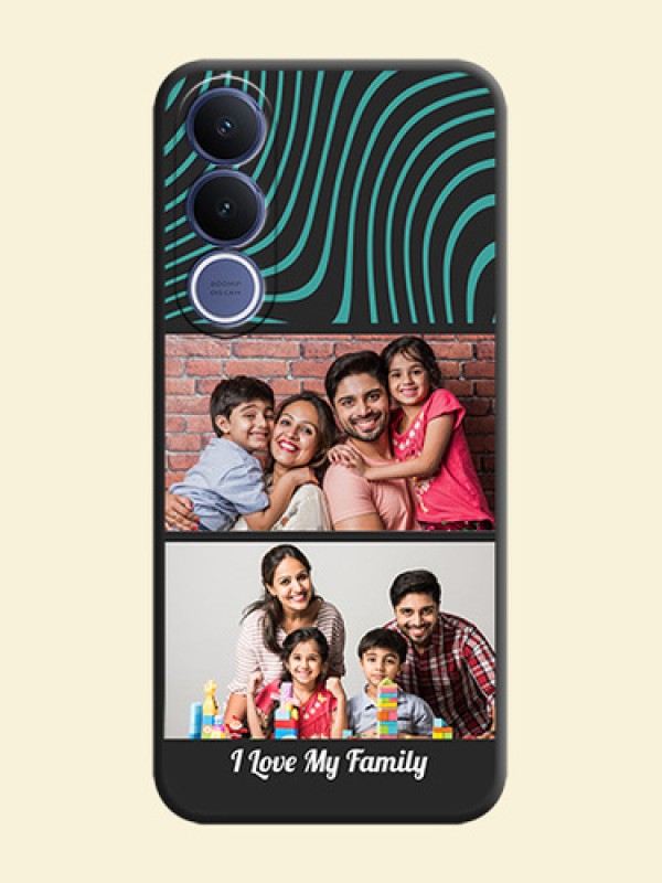 Wave Pattern with 2 Image Holder On Space Black Custom Soft Matte Mobile Back Cover - Vivo V70 Fe 5G