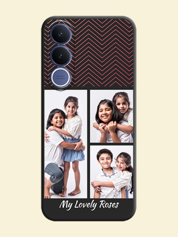 Wave Pattern with 3 Image Holder On Space Black Custom Soft Matte Mobile Back Cover - Vivo V70 Fe 5G