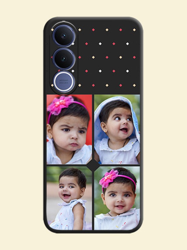 Multicolor Dotted Pattern with 4 Image Holder On Space Black Custom Soft Matte Mobile Back Cover - Vivo V70 Fe 5G
