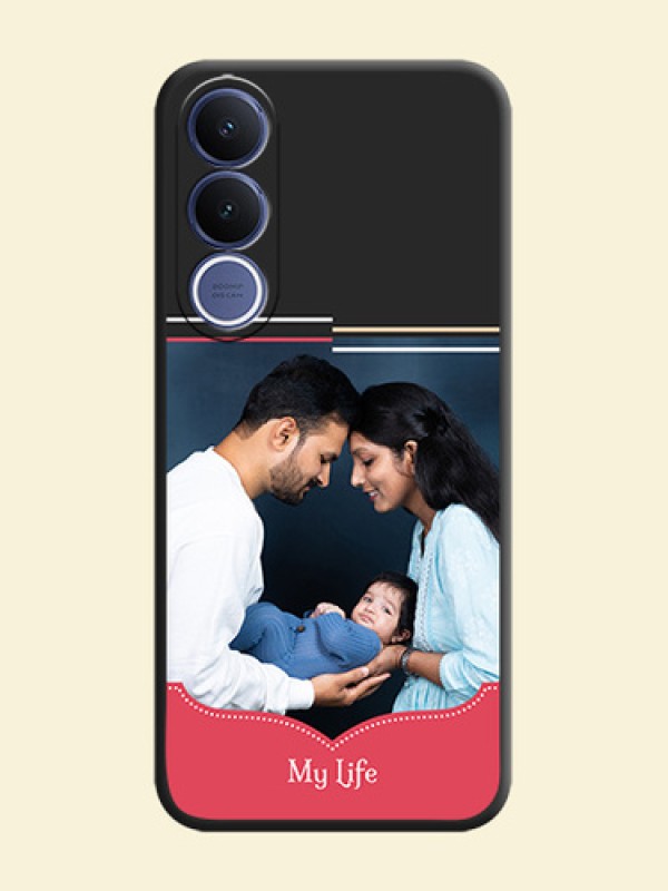 Classic Plain Design with Name On Space Black Custom Soft Matte Mobile Back Cover - Vivo V70 Fe 5G