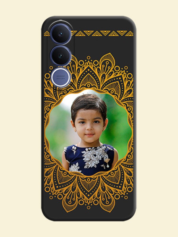 Round Image with Floral Design On Space Black Custom Soft Matte Mobile Back Cover - Vivo V70 Fe 5G