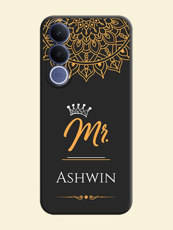 Mr Name with Floral Design On Space Black Custom Soft Matte Mobile Back Cover - Vivo V70 Fe 5G