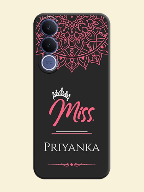 Mrs Name with Floral Design On Space Black Custom Soft Matte Mobile Back Cover - Vivo V70 Fe 5G