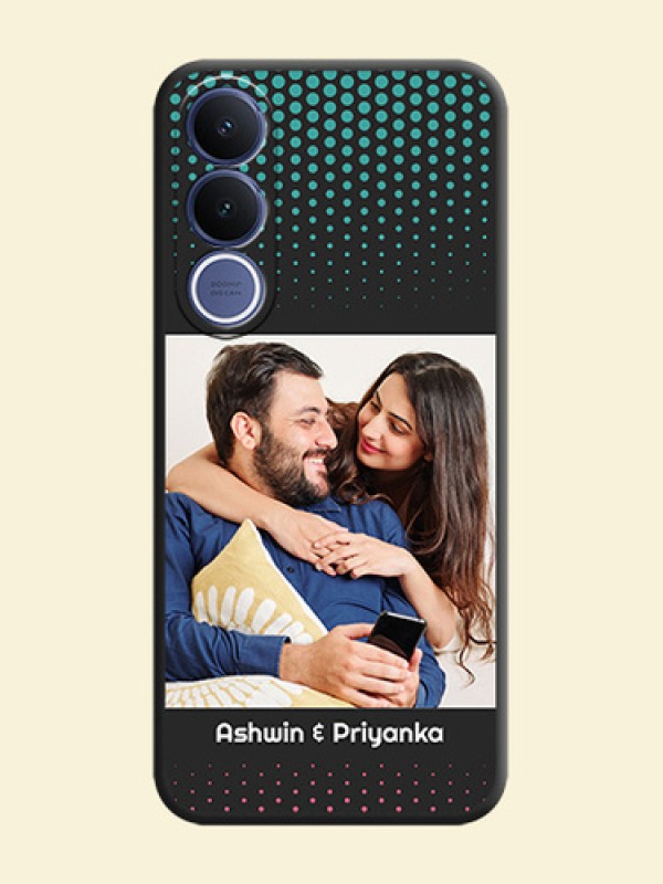 Faded Dots with Grunge Photo Frame and Text On Space Black Custom Soft Matte Mobile Back Cover - Vivo V70 Fe 5G