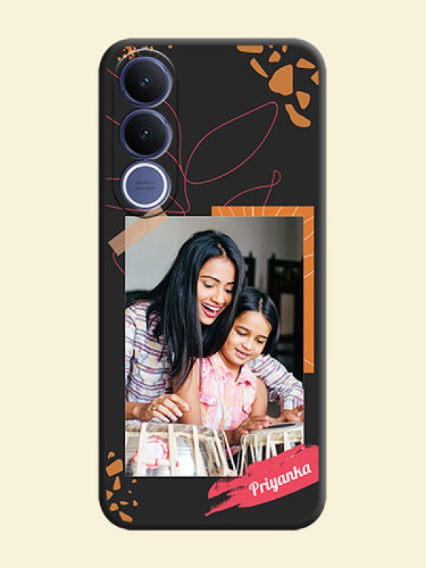 Orange Photo Frame On Space Black Custom Soft Matte Mobile Back Cover - Vivo V70 Fe 5G