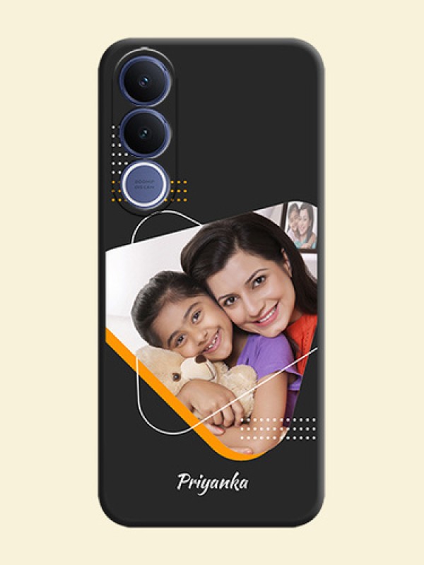 Yellow Triangle on Photo On Space Black Custom Soft Matte Mobile Back Cover - Vivo V70 Fe 5G