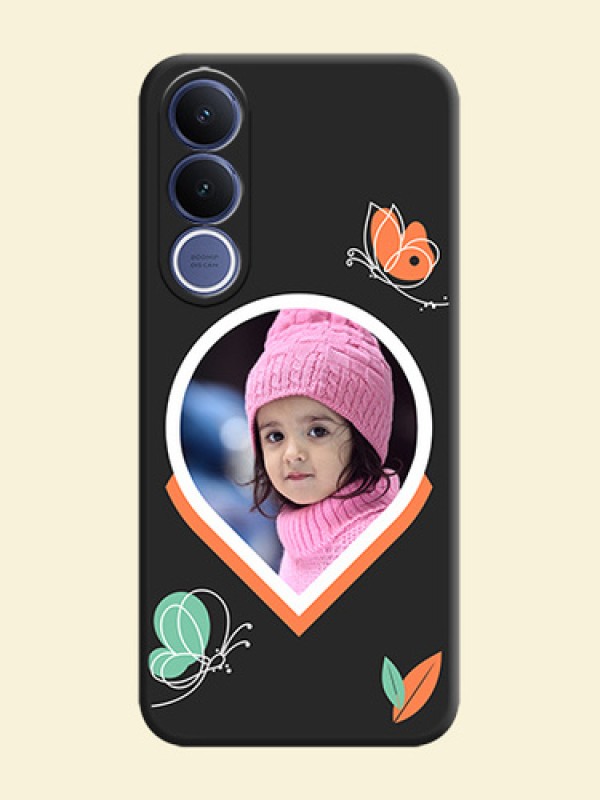 Upload Pic With Simple Butterly Design On Space Black Custom Soft Matte Mobile Back Cover - Vivo V70 Fe 5G