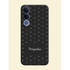 Simple Pattern With Custom Text On Space Black Custom Soft Matte Mobile Back Cover - Vivo V70 Fe 5G