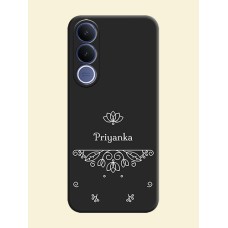 Lotus Garden Custom Text On Space Black Custom Soft Matte Mobile Back Cover - Vivo V70 Fe 5G