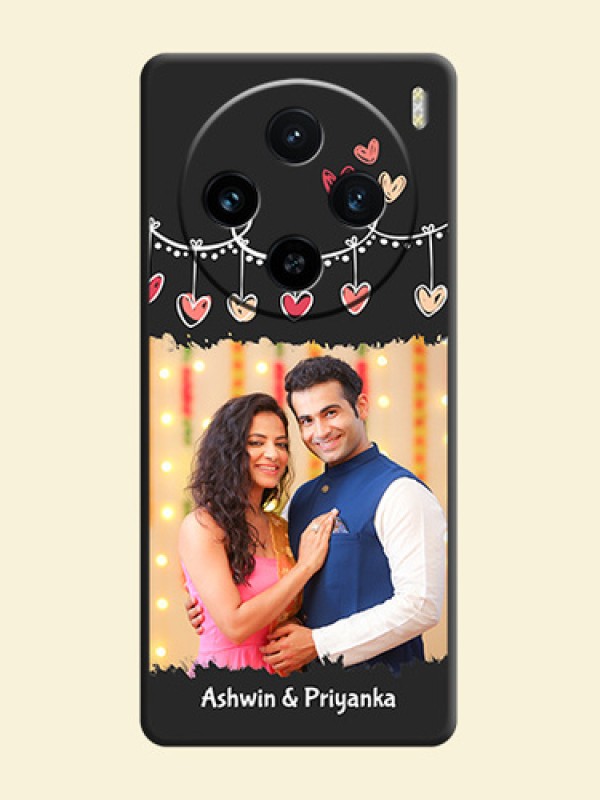 Pink Love Hangings with Name on Space Black Custom Soft Matte Phone Cases - Vivo X100 5G