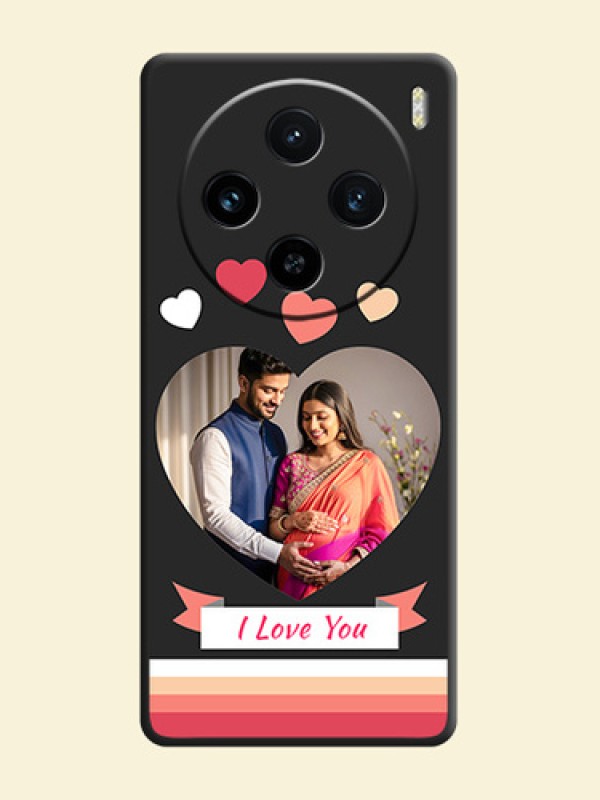 Love Shaped Photo with Colorful Stripes on Personalised Space Black Soft Matte Cases - Vivo X100 5G