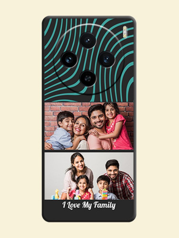 Wave Pattern with 2 Image Holder on Space Black Personalized Soft Matte Phone Covers - Vivo X100 5G