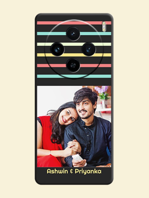 Color Stripes with Photo and Text - Photo on Space Black Soft Matte Mobile Case - Vivo X100 5G