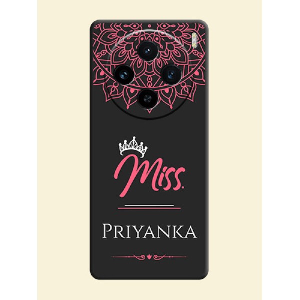 Mrs Name with Floral Design on Space Black Personalized Soft Matte Phone Covers - Vivo X100 5G