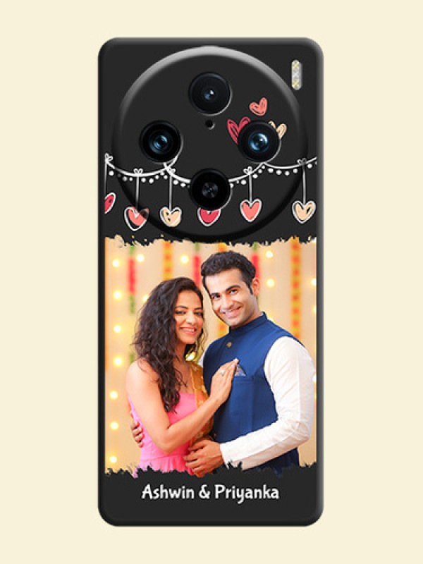 Pink Love Hangings with Name on Space Black Custom Soft Matte Phone Cases - Vivo X100 Pro 5G