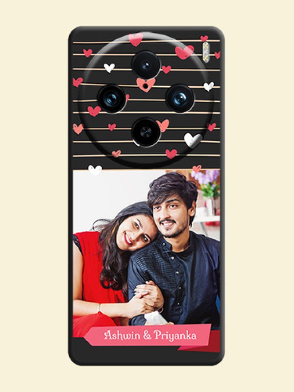 Love Pattern with Name on Pink Ribbon - Photo on Space Black Soft Matte Back Cover - Vivo X100 Pro 5G