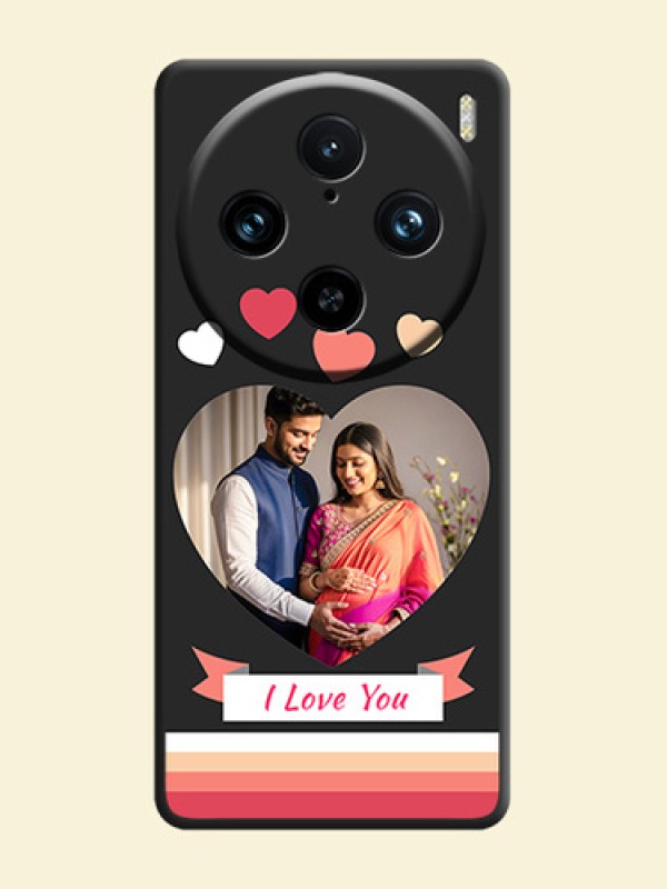 Love Shaped Photo with Colorful Stripes on Personalised Space Black Soft Matte Cases - Vivo X100 Pro 5G