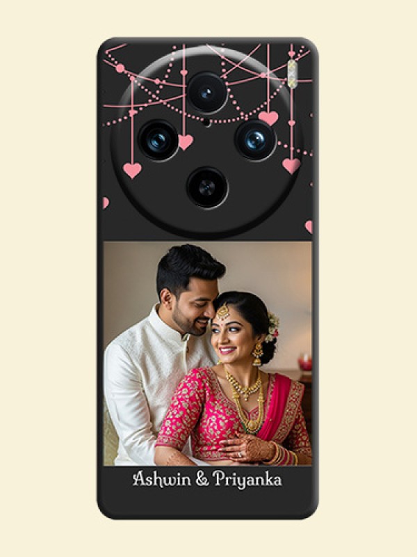 Pink Love Hangings with Text on Space Black Custom Soft Matte Back Cover - Vivo X100 Pro 5G