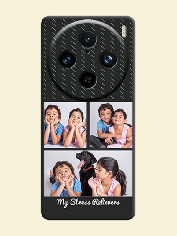 Cross Dotted Pattern with 2 Image Holder on Personalised Space Black Soft Matte Cases - Vivo X100 Pro 5G