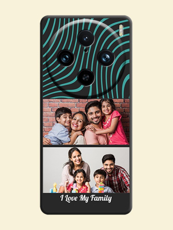 Wave Pattern with 2 Image Holder on Space Black Personalized Soft Matte Phone Covers - Vivo X100 Pro 5G
