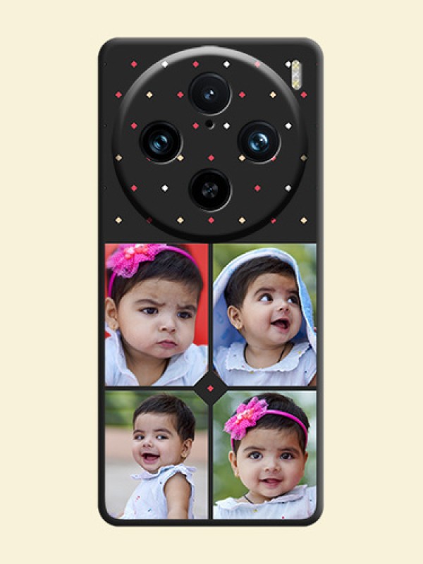 Multicolor Dotted Pattern with 4 Image Holder on Space Black Custom Soft Matte Phone Cases - Vivo X100 Pro 5G