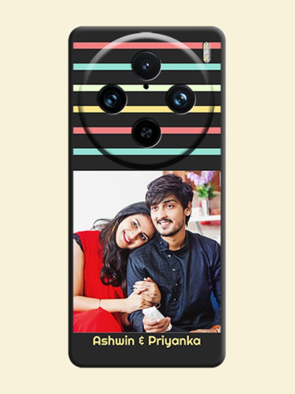 Color Stripes with Photo and Text - Photo on Space Black Soft Matte Mobile Case - Vivo X100 Pro 5G