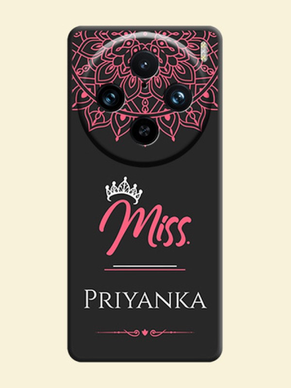 Mrs Name with Floral Design on Space Black Personalized Soft Matte Phone Covers - Vivo X100 Pro 5G