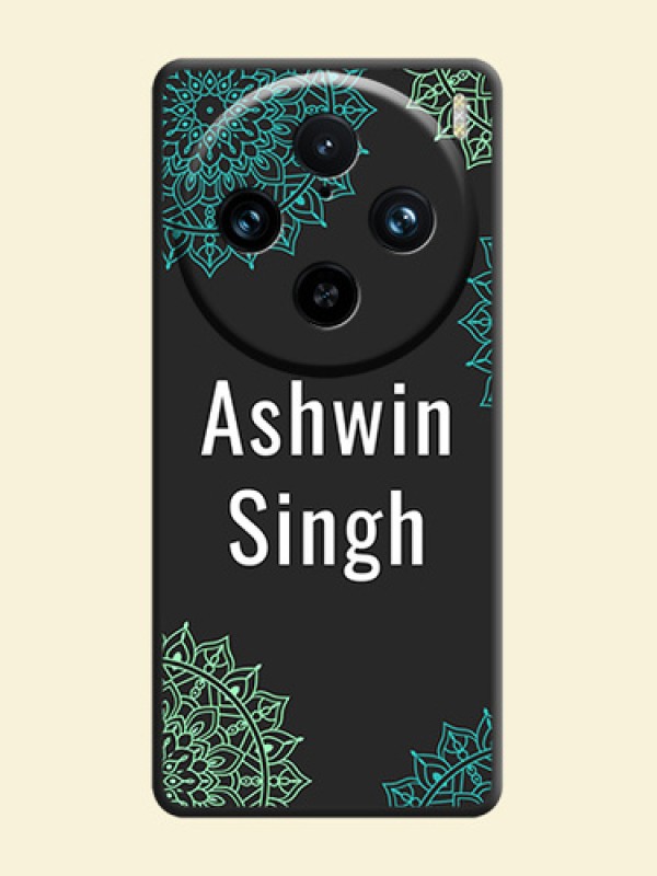Your Name with Floral Design on Space Black Custom Soft Matte Back Cover - Vivo X100 Pro 5G