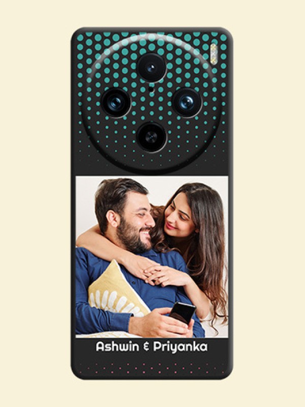 Faded Dots with Grunge Photo Frame and Text on Space Black Custom Soft Matte Phone Cases - Vivo X100 Pro 5G
