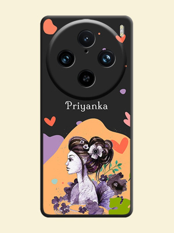 Namecase For Her With Fancy Lady Image On Space Black Personalized Soft Matte Phone Covers - Vivo X100 Pro 5G
