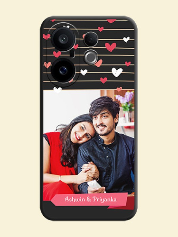 Love Pattern with Name on Pink Ribbon on Photo On Space Black Custom Soft Matte Mobile Back Cover - Vivo X200 FE 5G