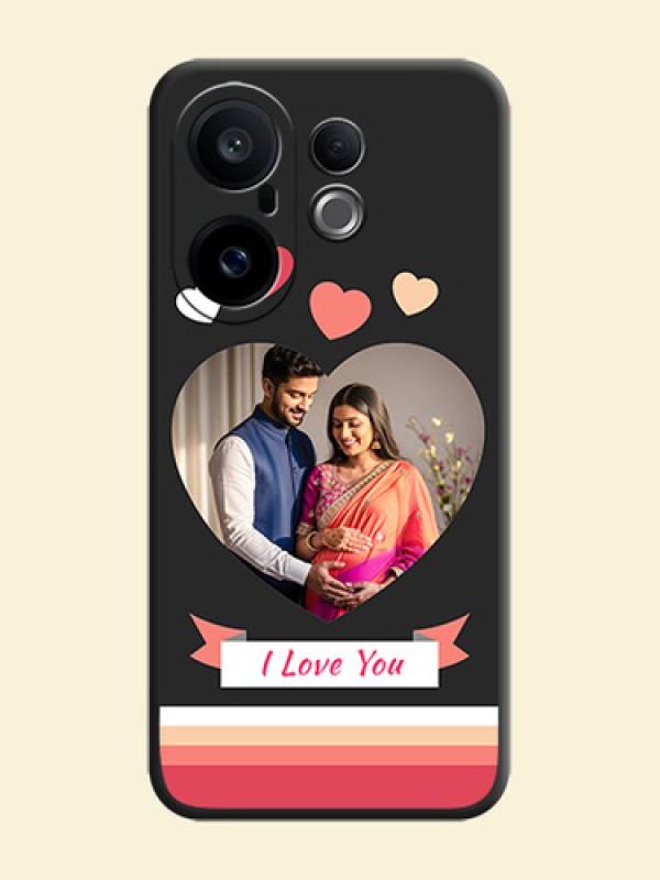 Love Shaped Photo with Colorful Stripes On Space Black Custom Soft Matte Mobile Back Cover - Vivo X200 FE 5G