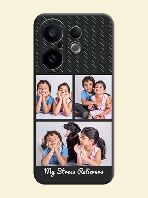 Cross Dotted Pattern with 2 Image Holder On Space Black Custom Soft Matte Mobile Back Cover - Vivo X200 FE 5G