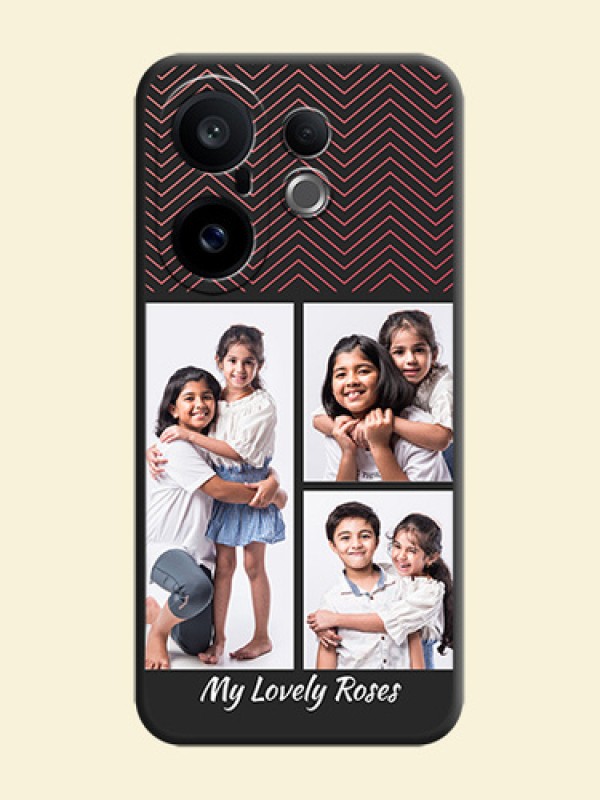 Wave Pattern with 3 Image Holder On Space Black Custom Soft Matte Mobile Back Cover - Vivo X200 FE 5G