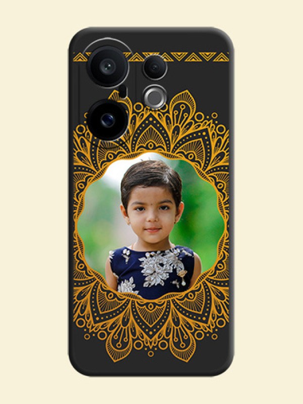 Round Image with Floral Design On Space Black Custom Soft Matte Mobile Back Cover - Vivo X200 FE 5G