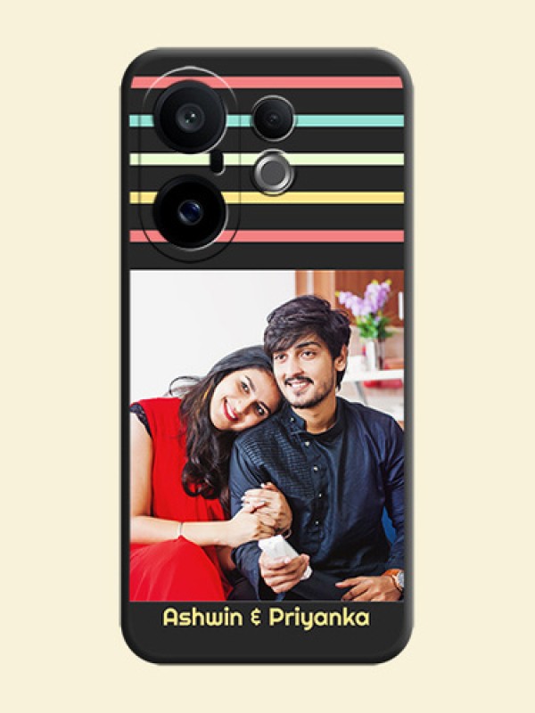 Color Stripes with Photo and Text on Photo On Space Black Custom Soft Matte Mobile Back Cover - Vivo X200 FE 5G