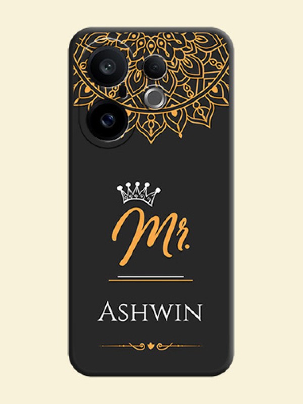 Mr Name with Floral Design On Space Black Custom Soft Matte Mobile Back Cover - Vivo X200 FE 5G