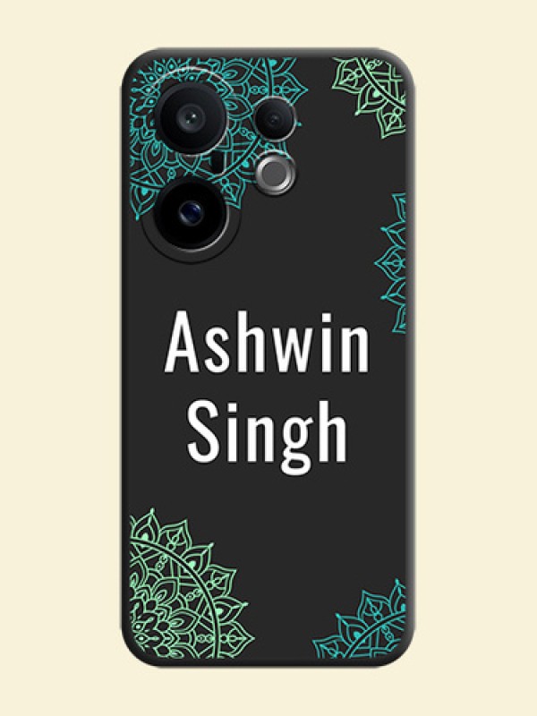 Your Name with Floral Design On Space Black Custom Soft Matte Mobile Back Cover - Vivo X200 FE 5G