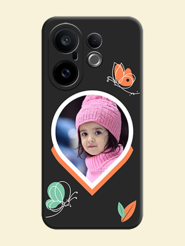 Upload Pic With Simple Butterly Design On Space Black Custom Soft Matte Mobile Back Cover - Vivo X200 FE 5G