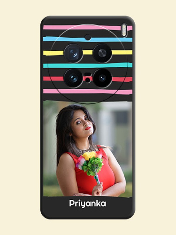 Multicolor Lines with Image On Space Black Custom Soft Matte Mobile Back Cover - Vivo X200 Pro 5G