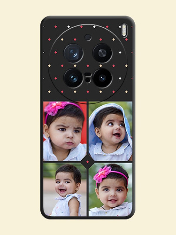 Multicolor Dotted Pattern with 4 Image Holder On Space Black Custom Soft Matte Mobile Back Cover - Vivo X200 Pro 5G