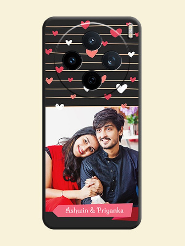 Love Pattern with Name on Pink Ribbon on Photo On Space Black Custom Soft Matte Mobile Back Cover - Vivo X200T 5G