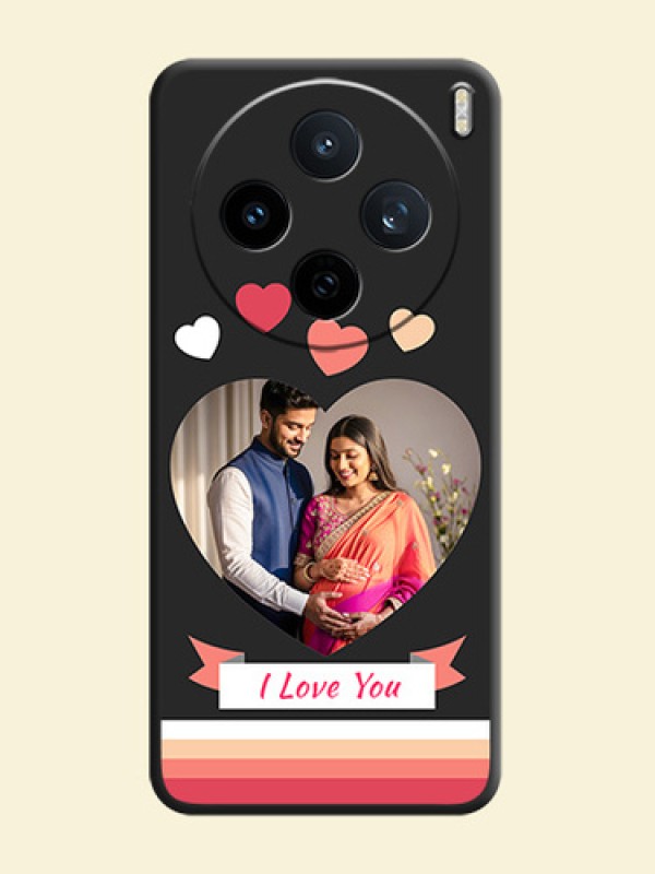 Love Shaped Photo with Colorful Stripes On Space Black Custom Soft Matte Mobile Back Cover - Vivo X200T 5G