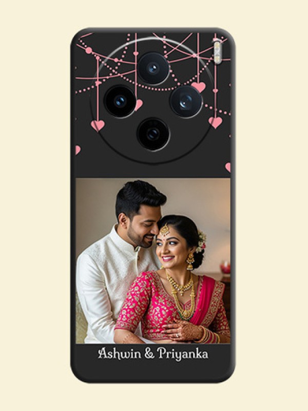 Pink Love Hangings with Text On Space Black Custom Soft Matte Mobile Back Cover - Vivo X200T 5G