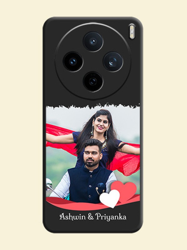 Pin Color Love Shaped Ribbon Design with Text On Space Black Custom Soft Matte Mobile Back Cover - Vivo X200T 5G